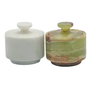 Premium Marble Salt Cellar with Lid 2 Pack 3.5 oz Kitchen Storage Container Elegant Cooking Salt Box Spice Jar Keeper for Counter White Black Zebra Seasoning Utensils