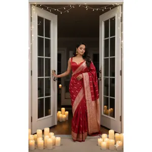 Banarasi Silk Saree  Mashru  - Maroonish Red