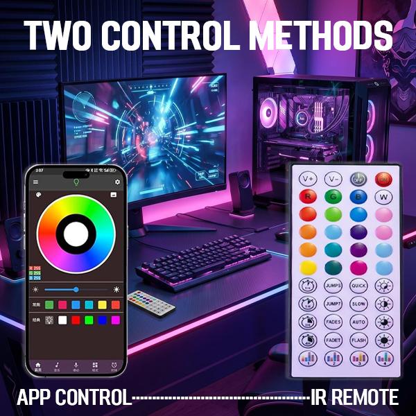 100ft RGB LED Strip Lights, APP & IR Remote Dual Control, Music Sync, 16M Colors, Dimmable, Timer, Cuttable for Bedroom, Gaming Room, Home Party Ambient Decor & TV Backlight