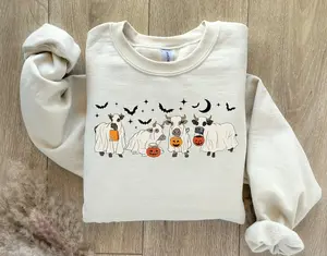 Halloween Cow Sweatshirt, Ghost Cows Sweatshirt
