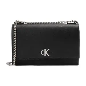 Calvin Klein Logo Flip-Top Chain Shoulder Bag for Women in Black