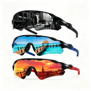FHSY SHOP Men's 3-Pack Rimless Polarized Sports Sunglasses - UV400 Protection - for Cycling, Running, All-Terrain Adventures