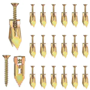 80PCS Self Drilling Drywall Anchors with Screws Kit, Metal Expansion Screws, Heavy Duty Wall Anchors for Hanging Picture Frames Wall Sconces Curtains Clocks- Gold home accessory steel anchor cabinet installation drywall screws