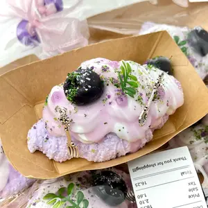 【2026 new model 】Blueberry & Taro Croissant taba squishy slime  tabba squishies kidstoysFood-Grade Silicone Slow-Rising Rebound Squishy Fidget Toys for Stress Relief - Soft Squeeze Toys with Thick Creamy Slime Texture, Handmade Non-Toxic Sensory Toys