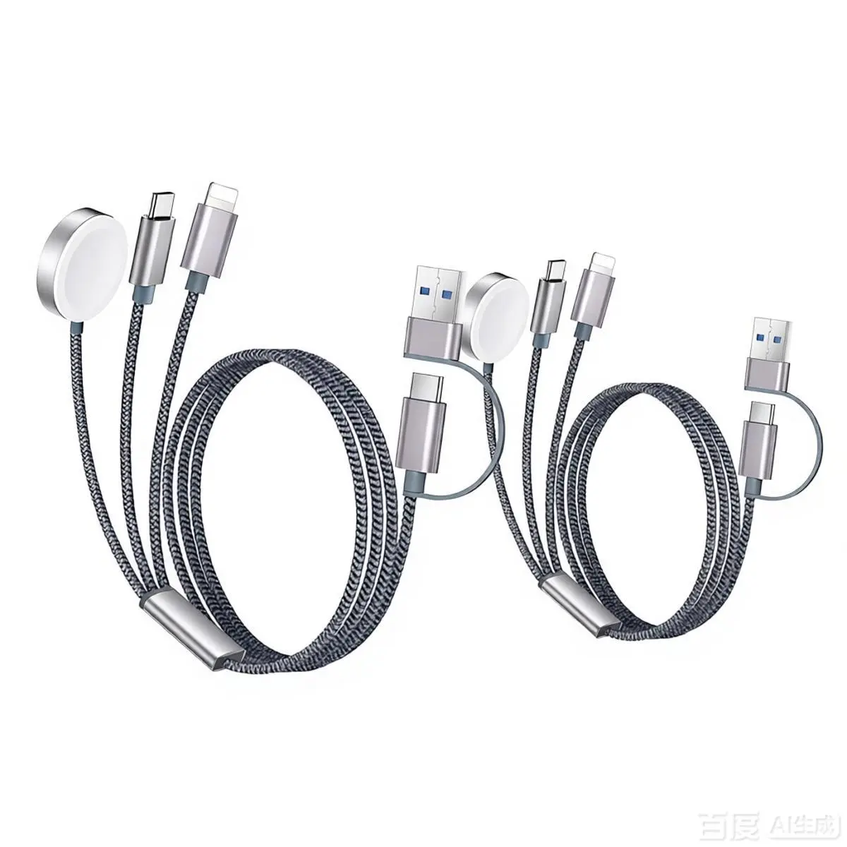3-in-1 Magnetic Fast Charger Cable for iPhone 15/14/13/12 & Apple Watch | USB-C to Lightning & Watch Port | Travel-Friendly, Durable Nylon, 1.2m