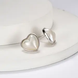 LiushaBay saltwater  culture pearls  saltwater Mabe pearl S925 silver Heart shaped Mabe pearl  Earrings Pearl Size 12-14mm（XY0679-1SWMP120140）
