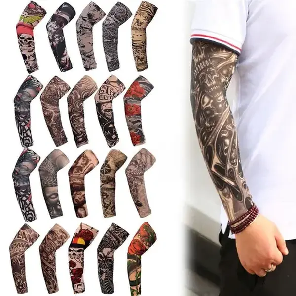 Tattoo Arm Sleeves (10 Pairs) - UV Protection, Unisex Cooling Print Soft Protective Arm Sleeves,Outdoor Sports & Fitness Accessories for Running, Cycling, Driving