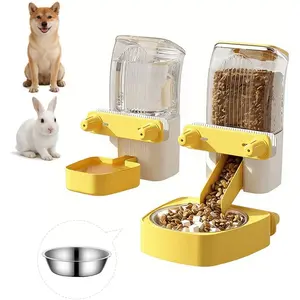 2-Pack Large-Capacity Hanging Automatic Pet Feeder & Water Dispenser - Refillable from Outside The Cage, 50oz/1500ml, for Small/Medium Dogs, Cats, Rabbits & Guinea Pigs