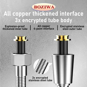 Stainless Steel Replacement Shower Hose, 1 Count Leakproof and Anti-kink Flexible Shower Water Pipe
