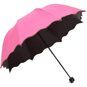 Travel Foldable compact Umbrellas Sun rain Umbrellas parasol with Met Water blomssom blooming material