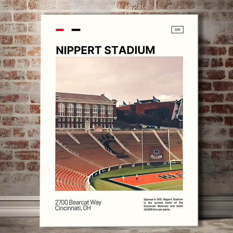 Nippert Stadium Print, Cincinnati Bearcats Stadium Poster Print Art, Fan Gifts, Sport Art, Poster Print Wall Art - No Frame