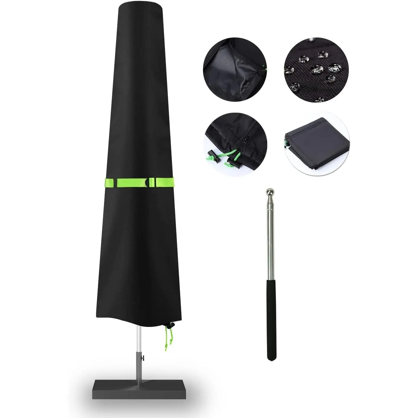 Patio Umbrella Cover with Push Rod - Waterproof Patio Parasol Covers with Zipper for 7ft to 11ft Outdoor Umbrellas