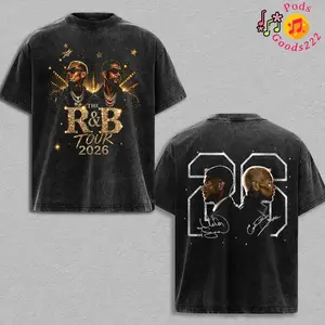 The R&B Tour 2026 Graphic Tee, Vintage R&B Music Shirt, Oversized Concert Wear, Heavyweight Cotton Streetwear Outfit for Music Fans FDC