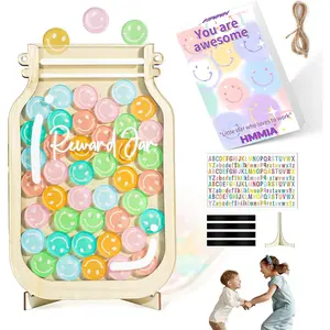 Personalized Magnetic Reward Jar, Smiley Faces Jar with Colorful Letter Stickers, Ideal for Classroom Reward System, Home Chore Chart, Positive Behavior Training (42PCS Smiley)