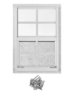 2 Packs 14'' x 21'' Shed Window,Small Sliding Windows with Aluminum Alloy Frame,Flush Mount Window with Tempered Glass and Fiberglass Screen for Shed,Chicken Coop,Household,Easy Installation