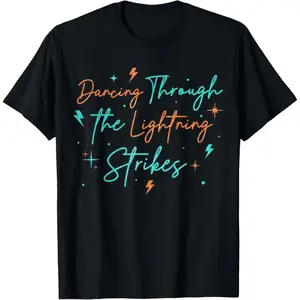 Retro Graphic Print Cotton Tee Music Show Dancing Through The Lightning Strikes T-Shirt Men's and women's T-shirts