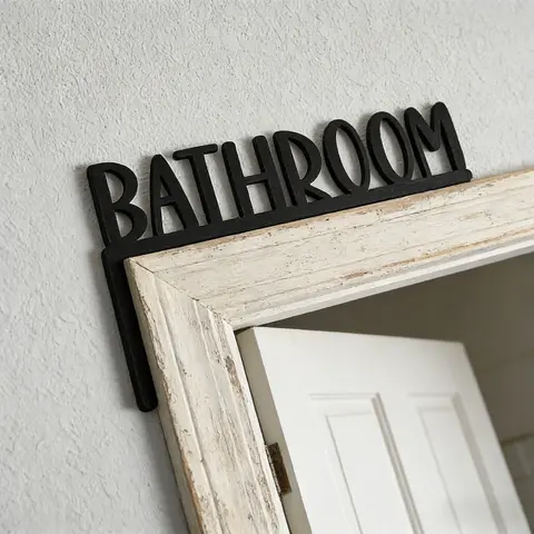 Wooden Bathroom Sign – Farmhouse wall décor, Bathroom Signs Decor, with reinforced packaging, Easy to hang on door frame or wall corner, adds a rustic touch to home bathroom decoration