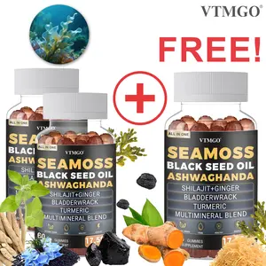 Buy 2 Get 1 Free - Sea Moss, Black Seed Oil, Ayurveda, Ginger, Elderberry, Chlorophyll, Turmeric, Bladder Lichen 17590 mg, 60 capsules per bottle