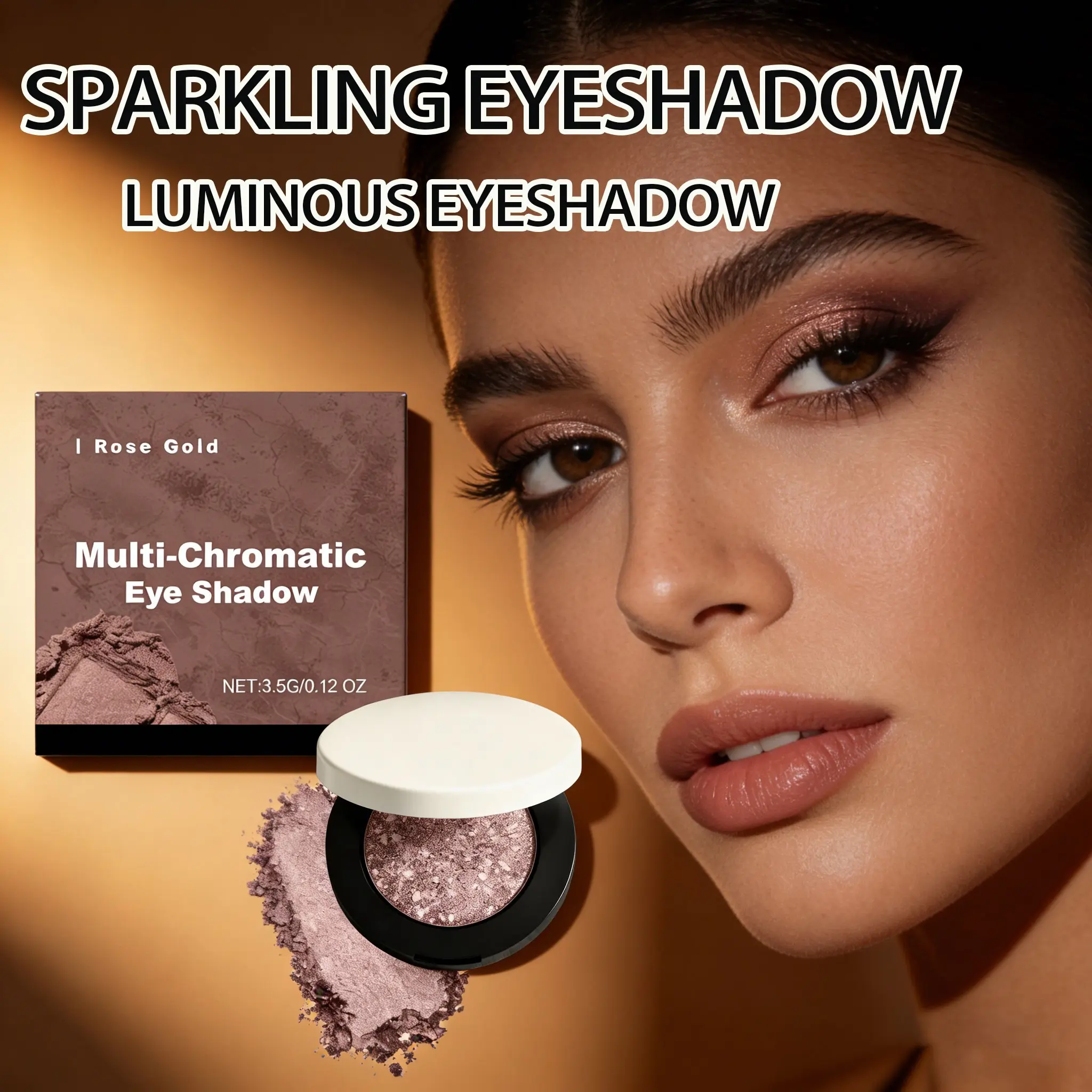 Rose Gold Shimmer Multicolor Shimmering Eyeshadow Palette, Enhance Eye Makeup, Natural Glossy Finish, Portable Commute Makeup, Long-Lasting No Smudge, Perfect Gift