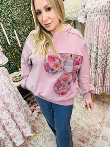 FLOWER PATCH WASHED TERRY PULLOVER HOODIE