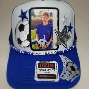 Personalized Photo Sports Trucker Hat, Soccer Trucker Hat with Photo and Team colors