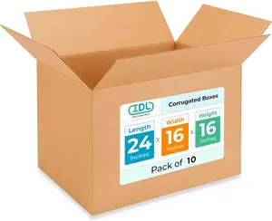 Extra Large Shipping & Moving Boxes 24x16x16 inches (10-Pack) - Extra Strength 200 lb vs Regular - Corrugated Cardboard Boxes - Moving Supplies Box - Large Moving Box heavy duty by IDL Packaging