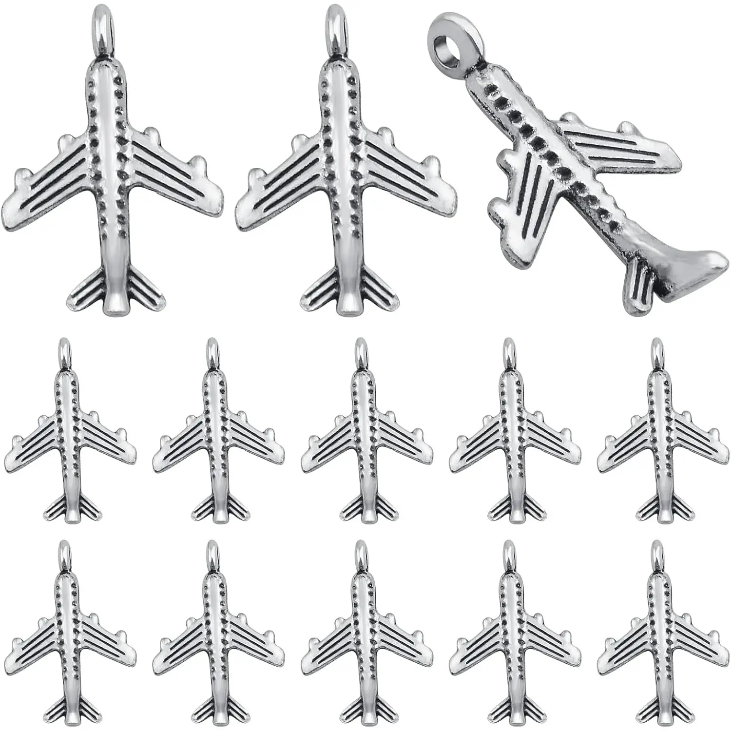 100 Pieces Antique Silver Aircraft Plane Pendant Charms Alloy Airplane Dangle Charms Craft Supplies for DIY Necklace Bracelet Jewelry Making Findings