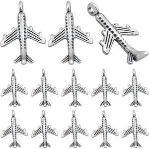 100 Pieces Antique Silver Aircraft Plane Pendant Charms Alloy Airplane Dangle Charms Craft Supplies for DIY Necklace Bracelet Jewelry Making Findings