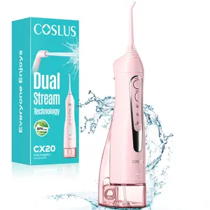 COSLUS CX20 Water Flosser Teeth Pick: with Lightweight Handle,HandlePortable Cordless Oral Irrigator,Includes Five Nozzle（Tongue Cleaner),Rechargeable Travel Irrigation Cleaner IPX7 Waterproof Electric Flossing Machine for Teeth Cleaning,White