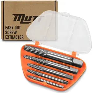 5 count Easy Out Screw Extractor Set - Cr-Mo Easy Out Bolt Extractor Set - Quickly Remove Broken  and Stripped Screws