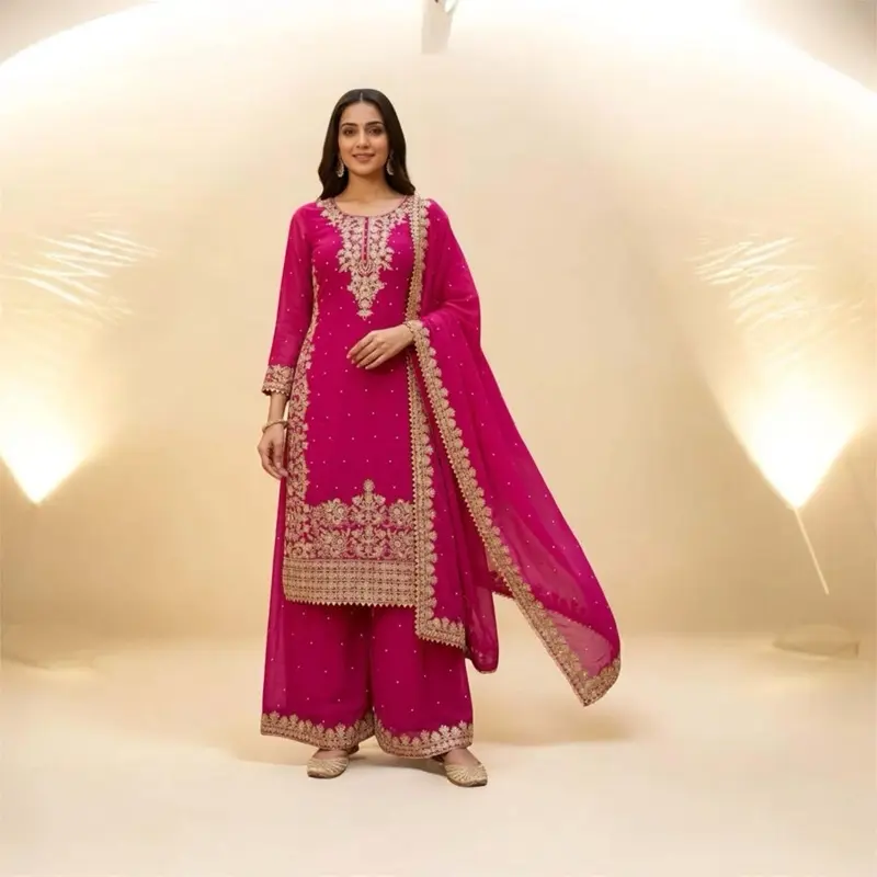 New Arrivals Hot Pink Sarara Divider Set, Versatile for Daily Use, Special Occasions