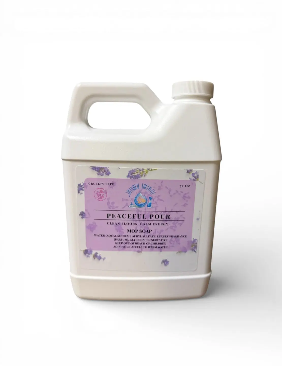 Peaceful Pour Lavender Vanilla Scented Non-Toxic Calming Household Mop Soap, Concentrated Home Cleaner with Gentle Fragrance, Concentrated Cleaner