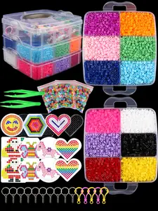 9200pcs 5mm DIY Melting Beads  Set with Accessories, Creative Handmade Fuse Beads  Craft Kit, Random Perler Beads
