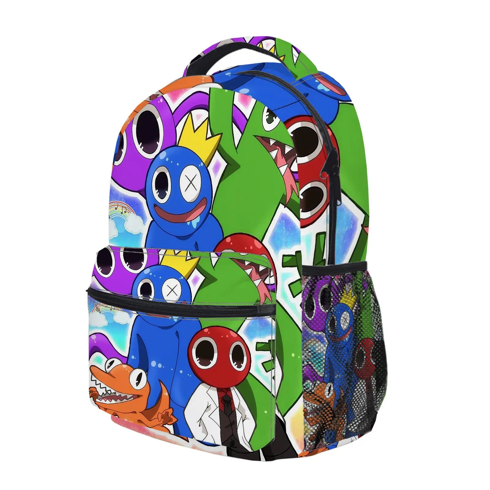 rainbow friends Y2K Fashion School Backpack for Teen Girls, Cute Cartoon Aesthetic Student Bookbag with Padded Shoulder Straps, Large Capacity Casual Daypack and Travel Bag for Kids L-226