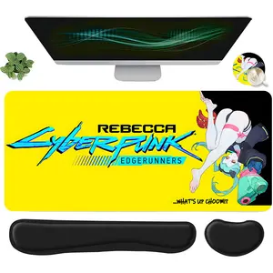 4pcs Cute Cartoon Character  Design Mouse Pad + Keyboard Wrist Rest + Ergonomic Mouse Pad + Coaster Set For Desktop Decoration, Office Accessories Set Ergonomic Wrist Support, Computer Mat Mouse Pad Coaster Suitable For Home Gaming Non Slip Mousepad