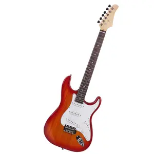 Rosewood Fingerboard Electric Sunset Red with Case Strap Cable Pick and Wrench Set Elegant Design for Stylish Musicians stand Beginner's Kids Acoustic Set slider lightweight cheap wholesale underrated acustic jazz master affordable guitar Kit