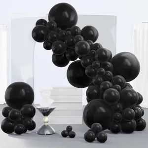 Black Balloons, 140 pcs Matte Black Balloons Different Sizes Pack of 18 Inch 12 Inch 10 Inch 5 Inch Black Balloons for Balloon Garland Balloon Arch as Birthday Party Decorations, Black-Y18