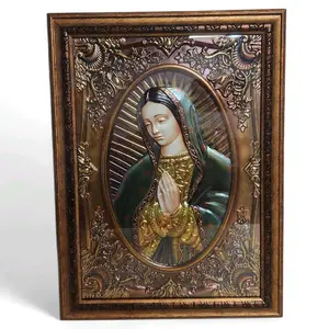 Virgen De Guadalupe  17"x23" Gold-Tone F362-S Frame Cuadro Artwork with Detailed Framing and Intricate Design Elements Decoration Wall Cuadro Lady Of Guadalupe, Religious art image, home decor, wall decor, church events, gifts