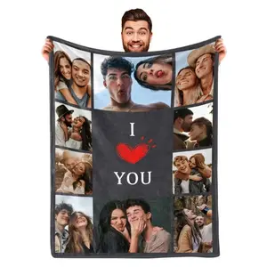 I Love You Custom Picture Blanket With Words Collage Customized Blankets Birthday Souvenir Gifts Personalized Throw Blanket
