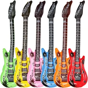 37'' Eco-Friendly Beach Inflatable Guitar Set (6-Pack) - Waterproof, Assorted Colors, Concert Stage Decor for Ages 3+