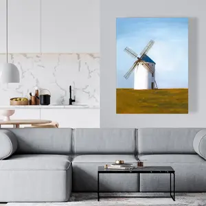 360 stand Rustic Big Windmill Wall Print - 36x48 in. Nature-Infused Artistic Artwork, Canvas Home Decor for Rustic Building Accents, Decoration