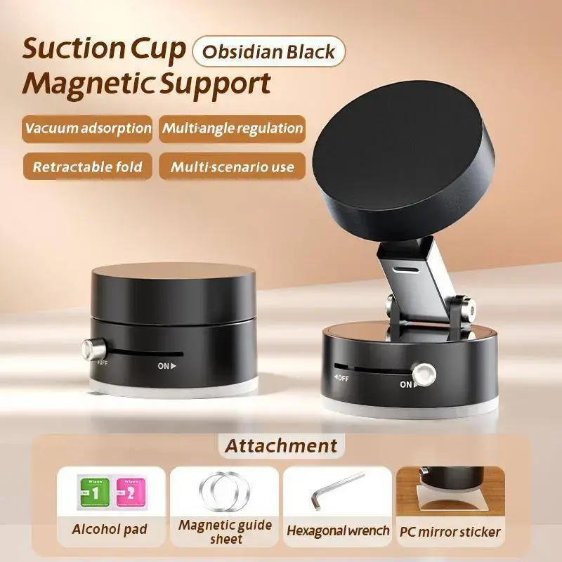Vacuum Magnetic Phone Holder,Magnetic Selfie Stick,Smartphone Folding Mount,Dual-Sided Electronic Vacuum and Magnetic Adsorption,Car,Office