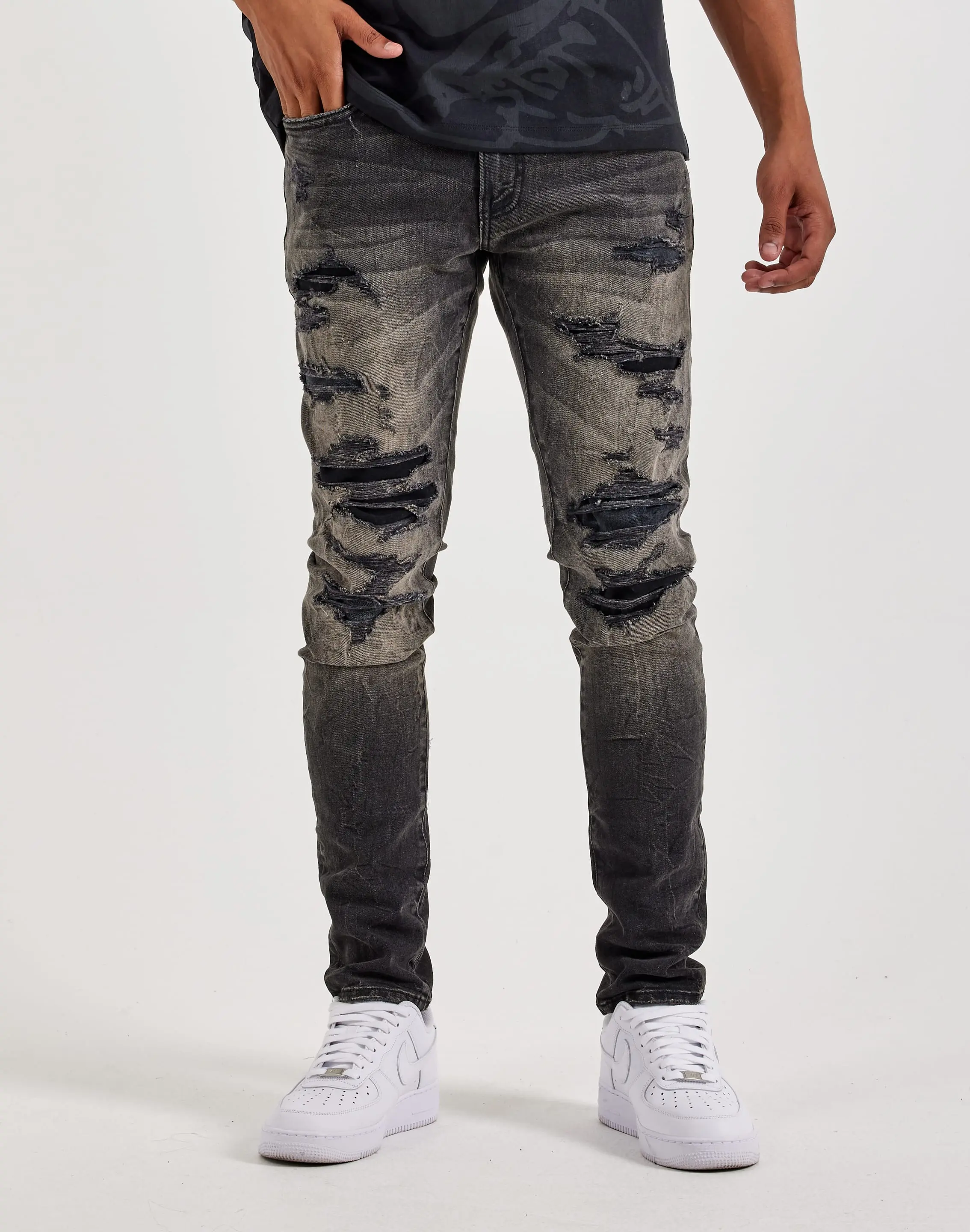 Mens Jordan Craig Distressed Sean Slim Denim Jeans
