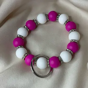 Hot Pink wristlet keychain
