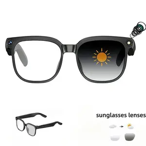 Smart AI Camera Glasses with 8MP Photochromic Lenses ,Button Touch Adjustment for Travel Outdoor Adventures Hands-Free Photography 160+Languages Real-Time Translation Bluetooth Wireless Wearable Video Recording UV Protection