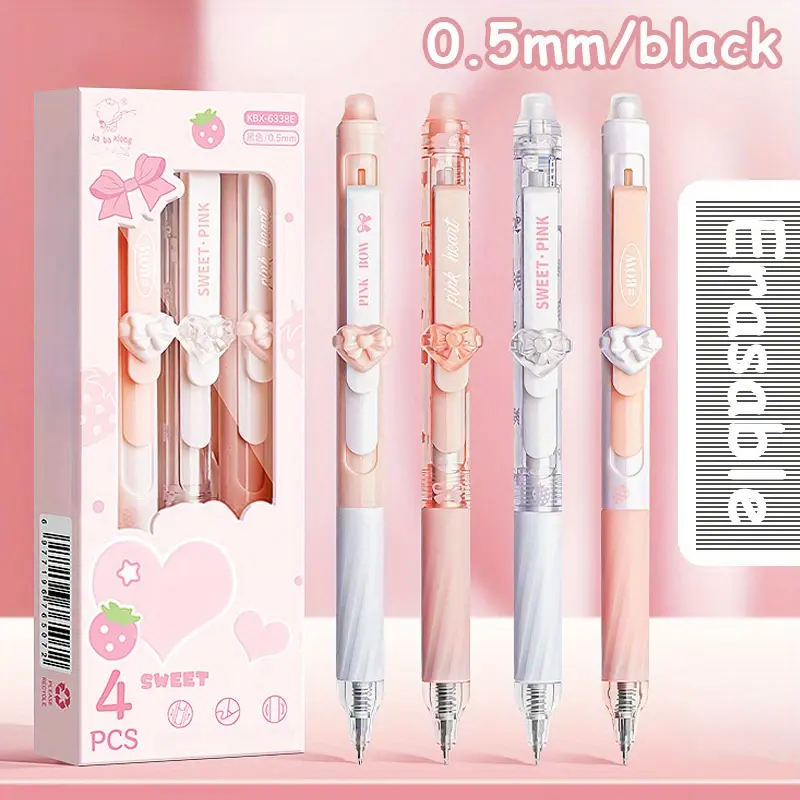 Erasable Gel Pens Set with Pen, 0.5mm Fine Tip, & Blue Ink, Smooth Writing, Perfect for School & Office Use, Cute Designs Available, Stationery Supplies
