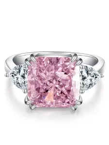 Women's Pure Silver Ring, 5 Carat Zirconia Square Ice Flower Cut High Carbon Diamond, Elegant Jewelry for Women, Engagement Rings