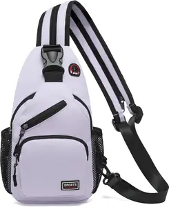 Convertible Sling Bag Crossbody Backpack, 11-Inch Pads Bags with Headphone Jack Shoulder Bag Casual Pack for Women Men Hiking Travel Cycling (Purple)