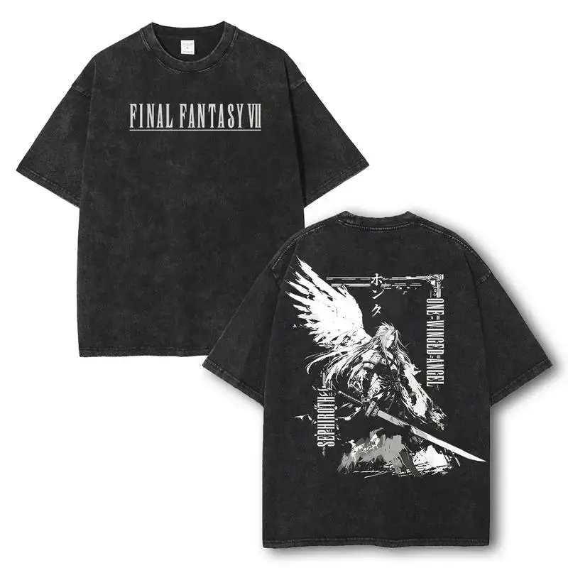 valentine shirts FINAL FANTASY 7 Sephiroth Anime T Shirt, Unisex Softstyle Tee,  T-Shirt, Gifts for Gamers Stylish Japanese ShirtGaming Streetwear Graphic unisex menswear top funny shirt gift Casual Cotton Black Crewneck