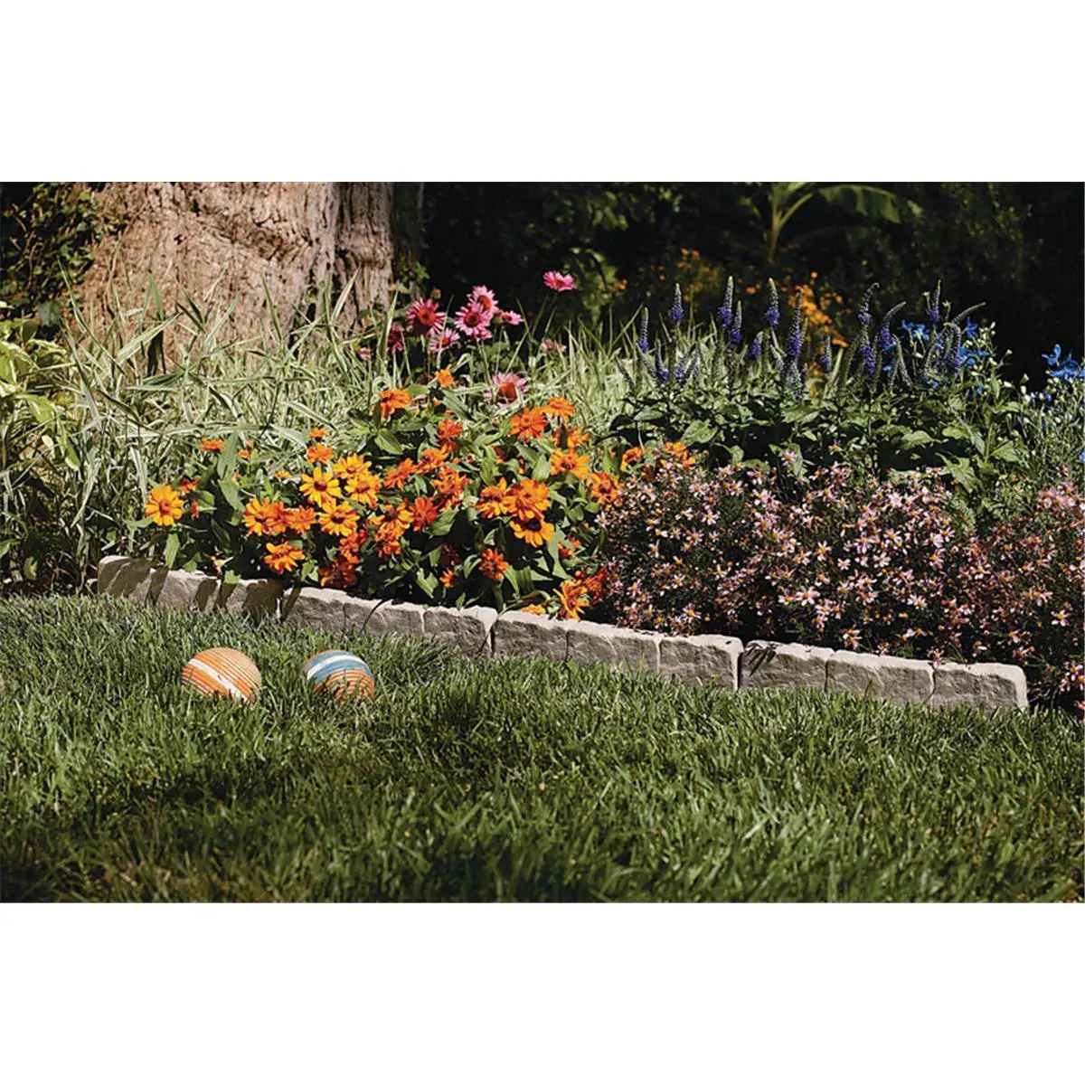 Suncast RP BSE10TG Resin Stone-Look Outdoor Border Edging, 10ft Easy-Install Accessory for Home Improvement, Garden Use